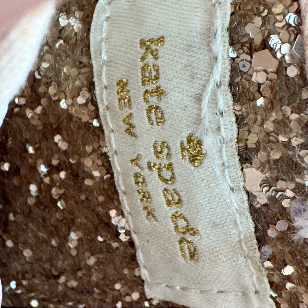 Keds X Kate Spade Sneaker Women's Size 8.5 Champion Glitter Rose Gold Satin Lace